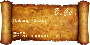 Bakony Csaba névjegykártya